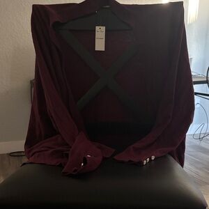 Burgundy Cardigan with Button Details